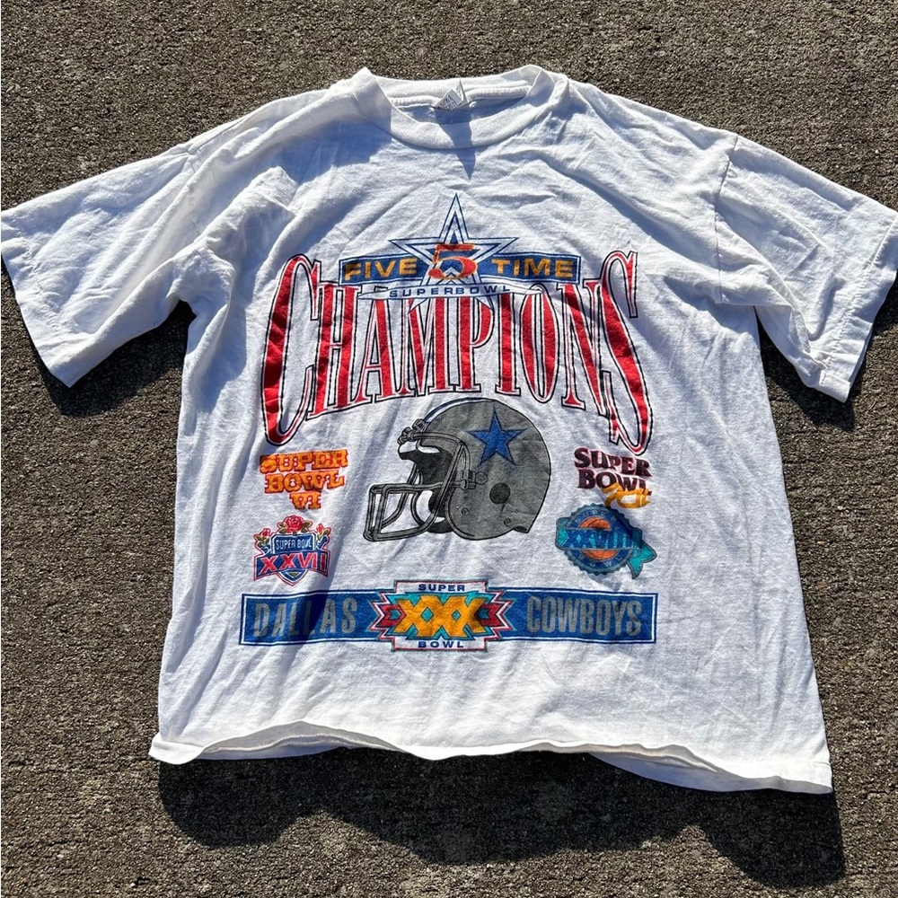 90s Vintage Five Times Super Bowl Champion Dallas Cowboys NFL T-Shirt
